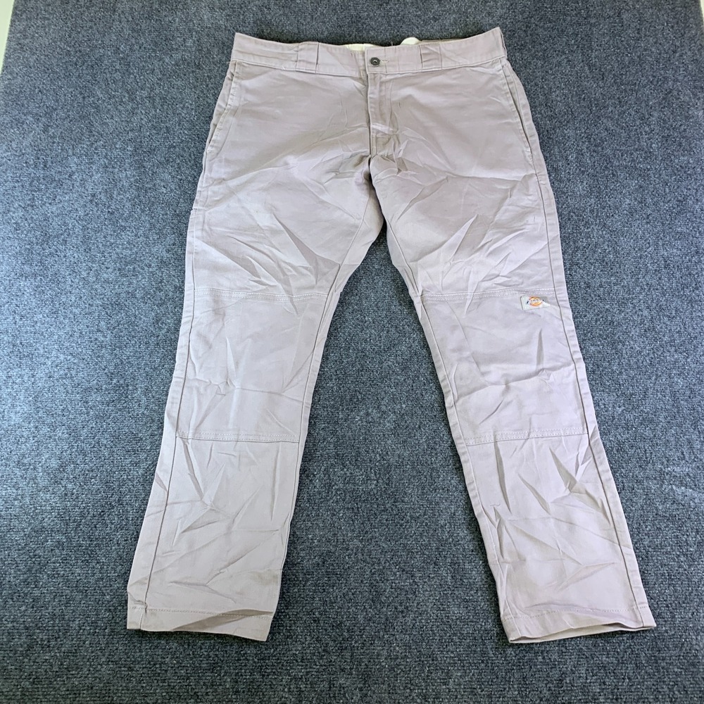 Dickies Work Pants Mens 36x30 Gray Stretch Double Knee Skinny Fit Straight Leg